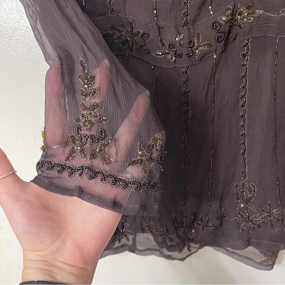 VTG For Joseph Sheer Beaded Blouse - Picture 2 of 10